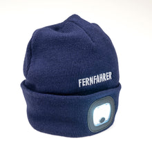 Lade das Bild in den Galerie-Viewer, FERNFAHRER Strickmütze Beanie navyblau mit LED- Leuchte