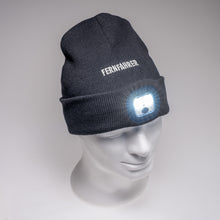 Lade das Bild in den Galerie-Viewer, FERNFAHRER Strickmütze Beanie schwarz mit LED- Leuchte