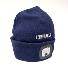 Lade das Bild in den Galerie-Viewer, FERNFAHRER Strickmütze Beanie navyblau mit LED- Leuchte
