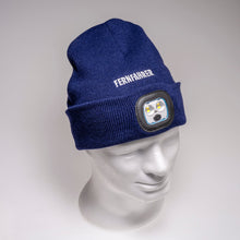 Lade das Bild in den Galerie-Viewer, FERNFAHRER Strickmütze Beanie navyblau mit LED- Leuchte

