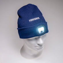 Lade das Bild in den Galerie-Viewer, FERNFAHRER Strickmütze Beanie navyblau mit LED- Leuchte
