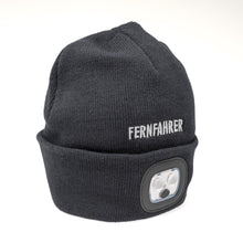 Lade das Bild in den Galerie-Viewer, FERNFAHRER Strickmütze Beanie schwarz mit LED- Leuchte
